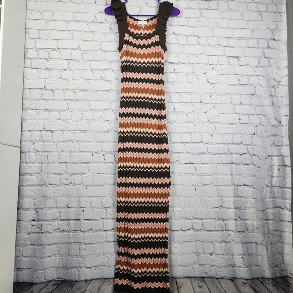 NWT Heartloom Size S Zigzag Maxi Dress in Brown, Pink, and Cream - Picture 3 of 5